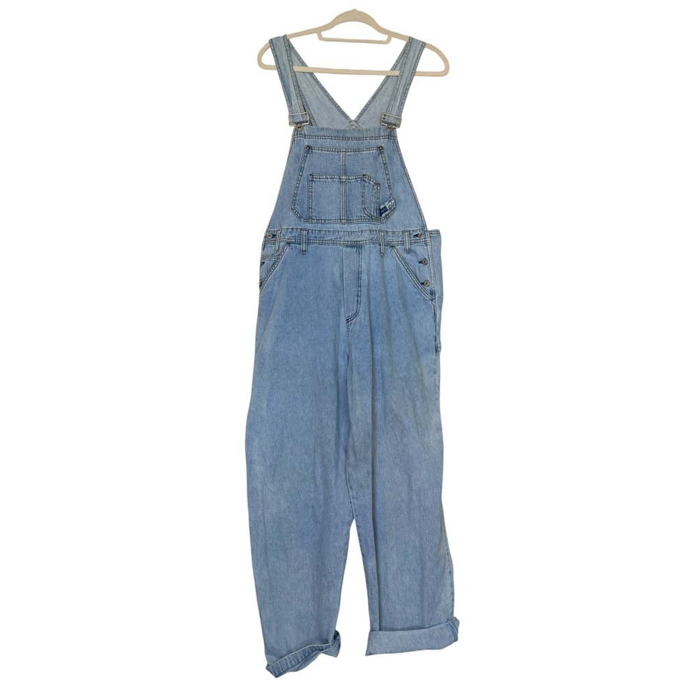 Vintage Express Bleus Denim Overalls Light Wash Cotton Carpenter L Workwear